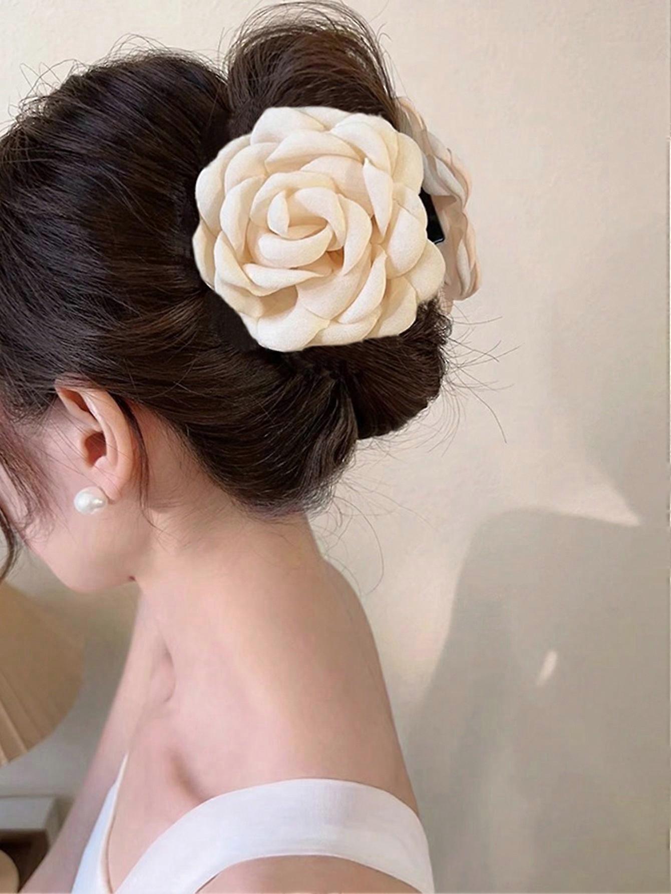 1 قطعة 9 سنتيمتر متعدد الطبقات القماش روز زهرة الشعر مخلب كليب بوهو هالوين