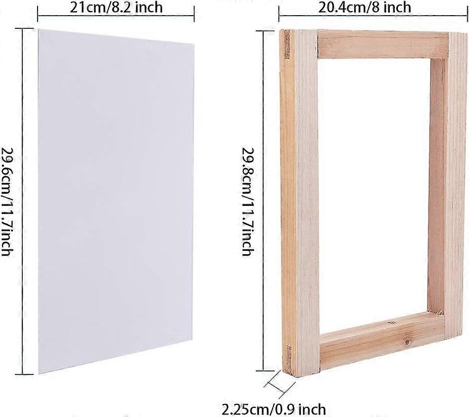 7Pcs Screen Printing Starter Kit with 6 x 10 Inch Wood Silk Screen Printing Frames Inkjet Waterproof Transparency Film Screen Printing Squeegees Tools