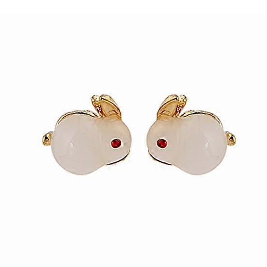 1 Pair Ear Studs Exquisite Dress Up 3D Effect Faux Pearl Bunny Dangle Earrings