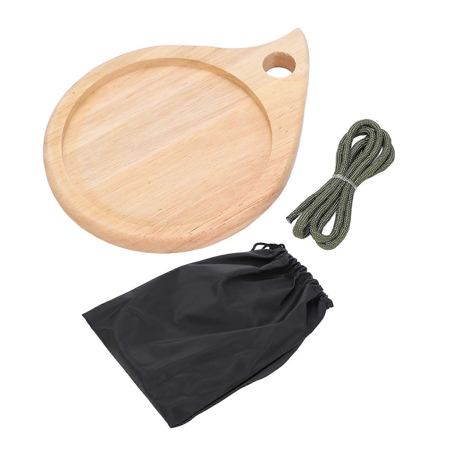 Round Wooden Cutting Board with Handle Cheese Paddle Board Pizza Peel Paddle for Fruit Vegetable Meat Kitchen
