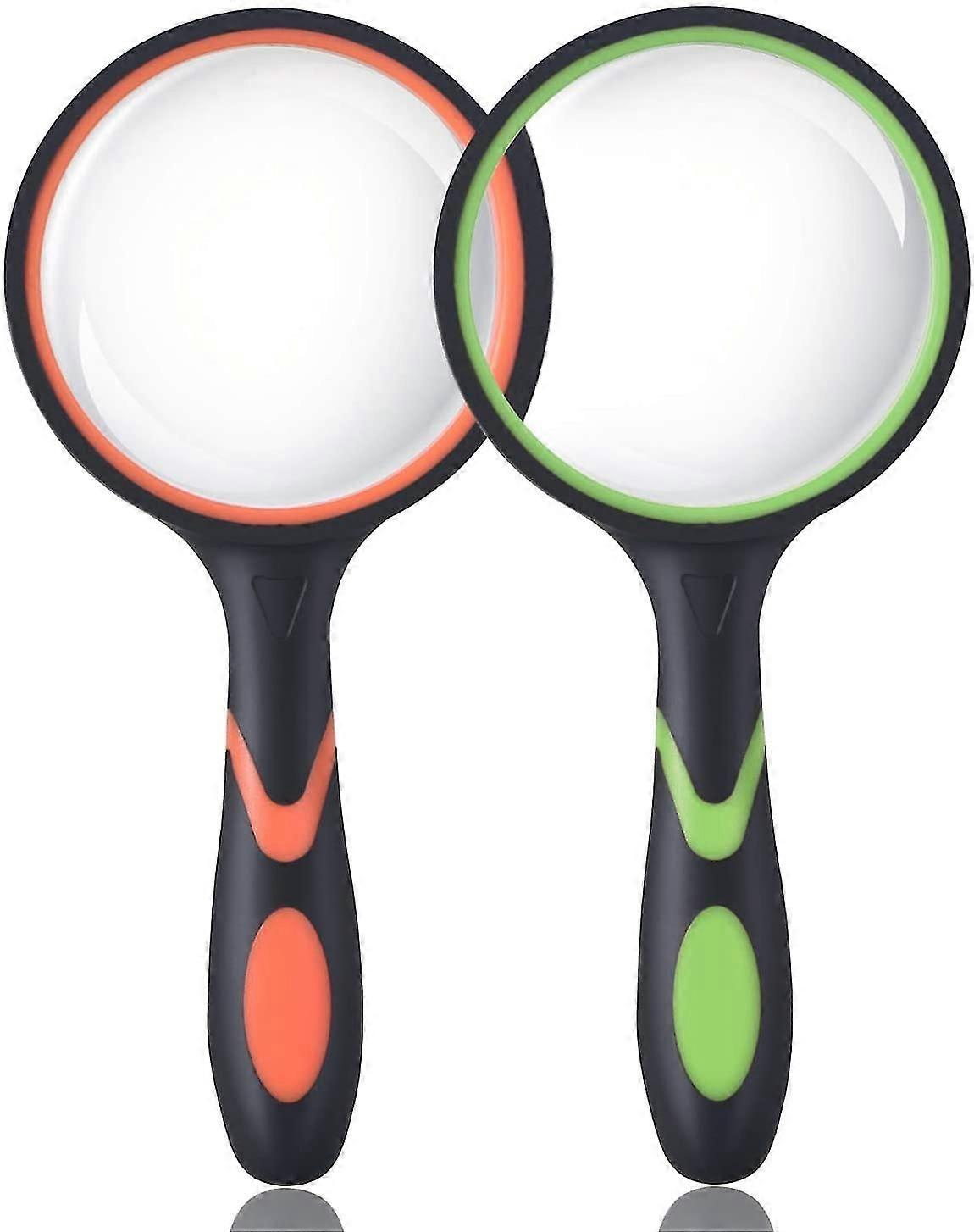 (2 Pcs) 10x Magnifying Glass, Handheld Reading Magnifier, 75mm Magnify Glasses Lens, Rubbery With Non-slip Soft Handle For Seniors Reading And Kids Na