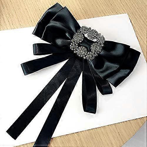 Spilla a nastro nero perni per le donne con fiocco di cristallo di rocca nero per uomo/donna pre-legato cravatta al collo Bowtie Patriottico Jabot Collare per Natale dicembre | IT
