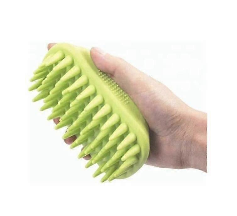 ירוק - 1 x מברשת סיליקון מונעת החלקה לחיות מחמד - לעיסוי ורחצה