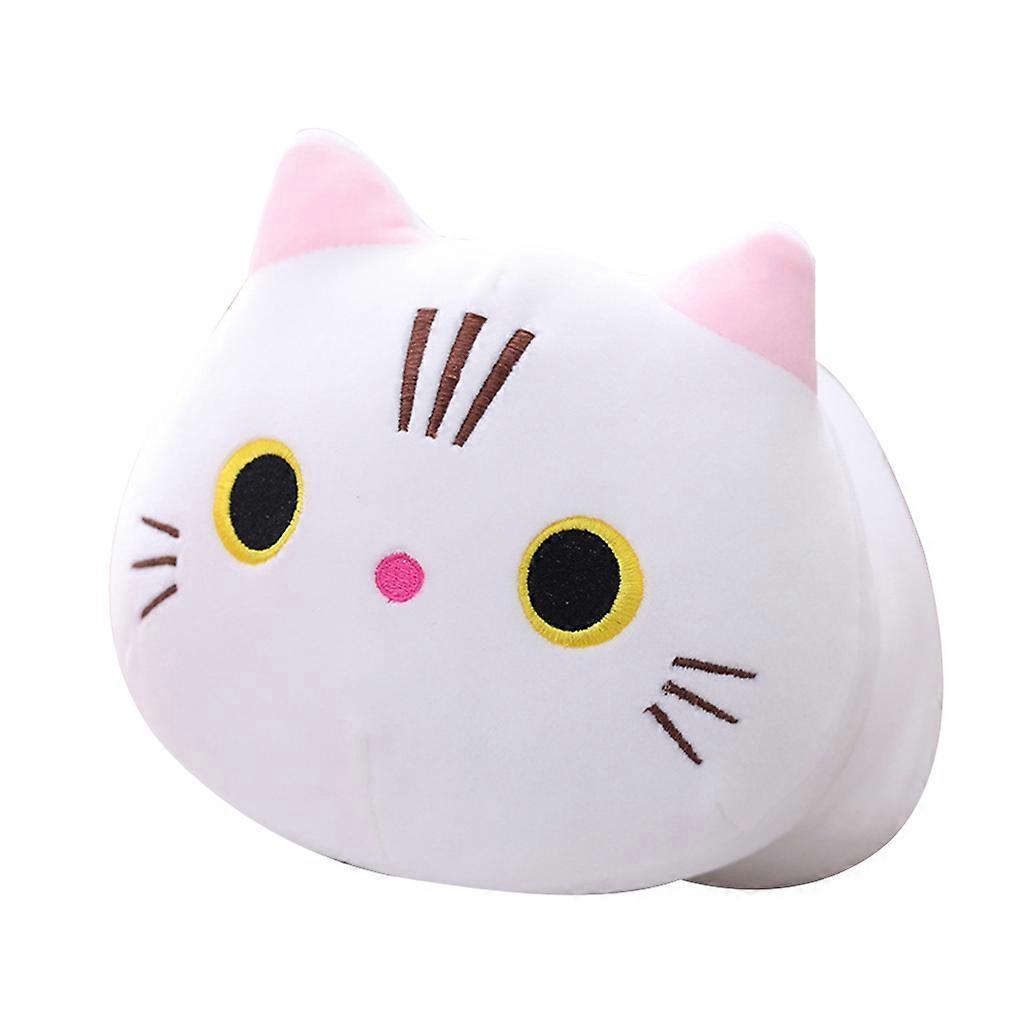 Cartoon Cat Pillow Cat Plush Toy Animal-shaped Plush Pillow That Kids And Girlfriend Solid Color Plush for Doll  White 35CM
