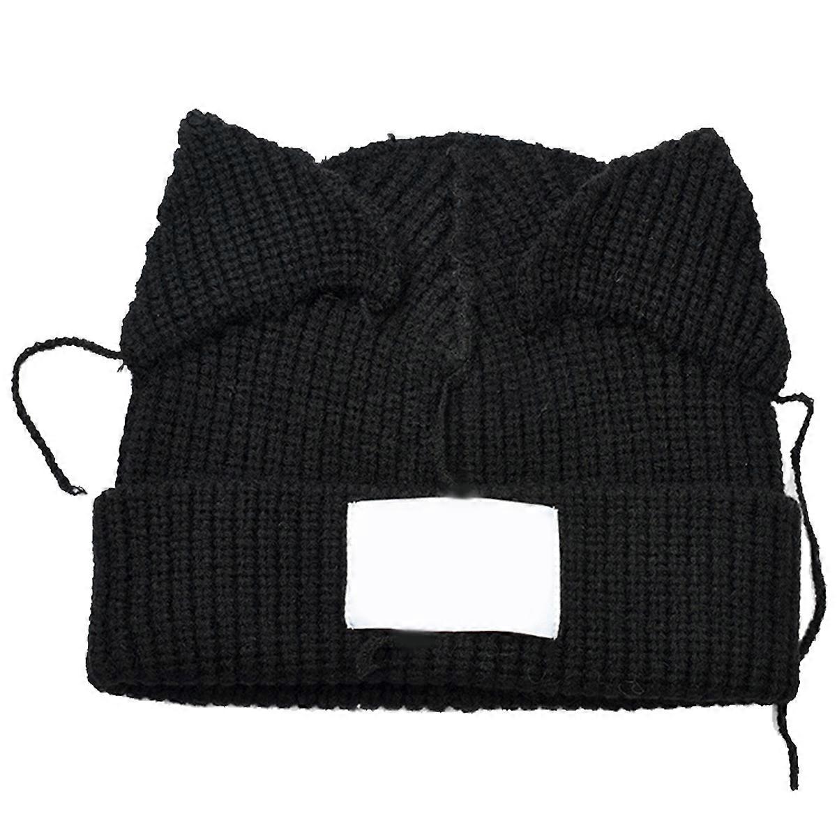 Cat ears beanie hat, cozy winter slouchy cap, unisex