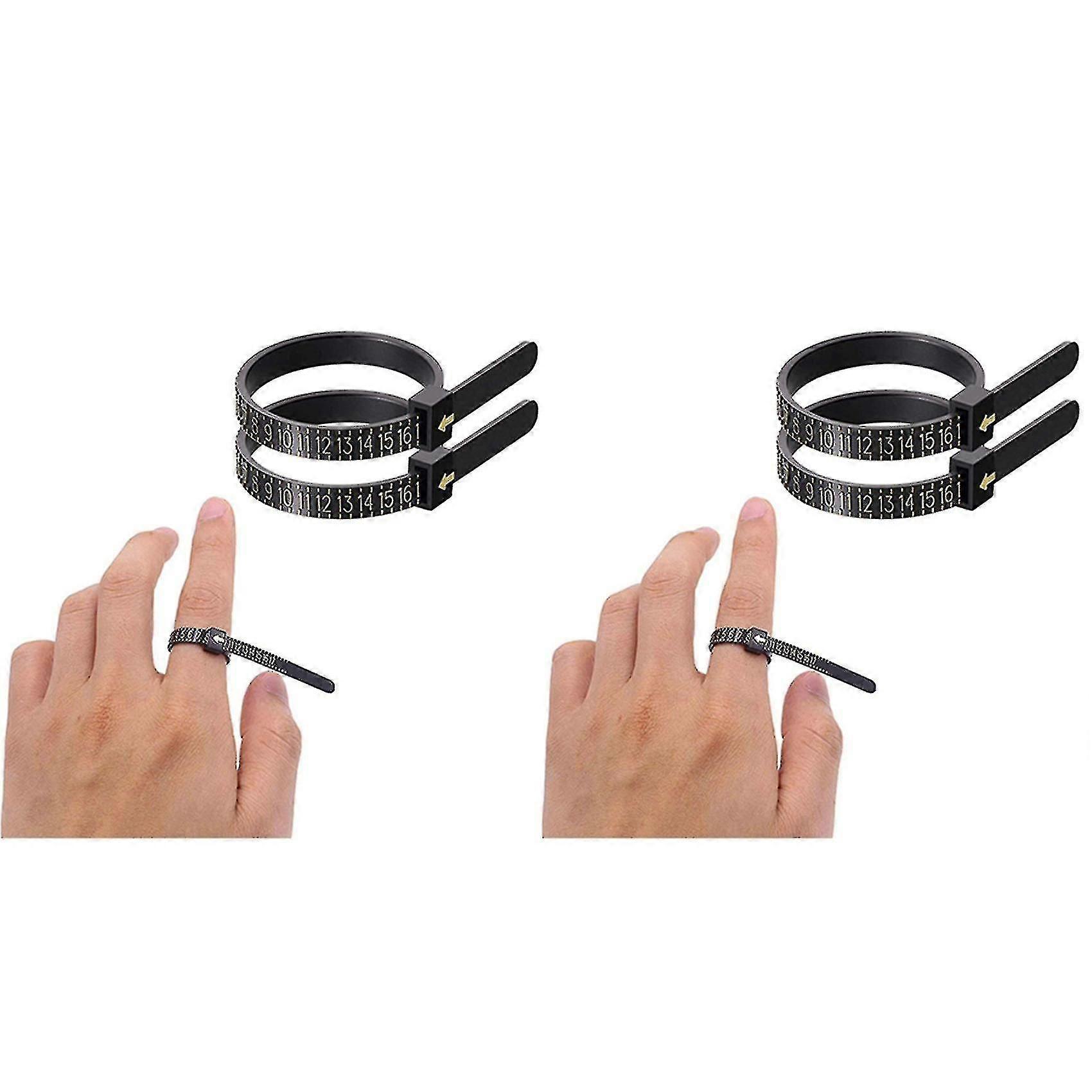 2x Ring Size Tool Kit Finger Size Measurement Tool with Jewel Polishing Cloth Hy