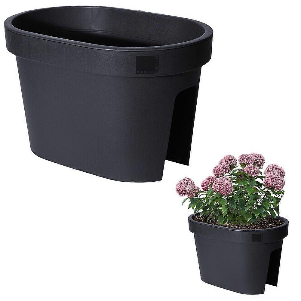 Railing flower pot in black, 90% recycled material
