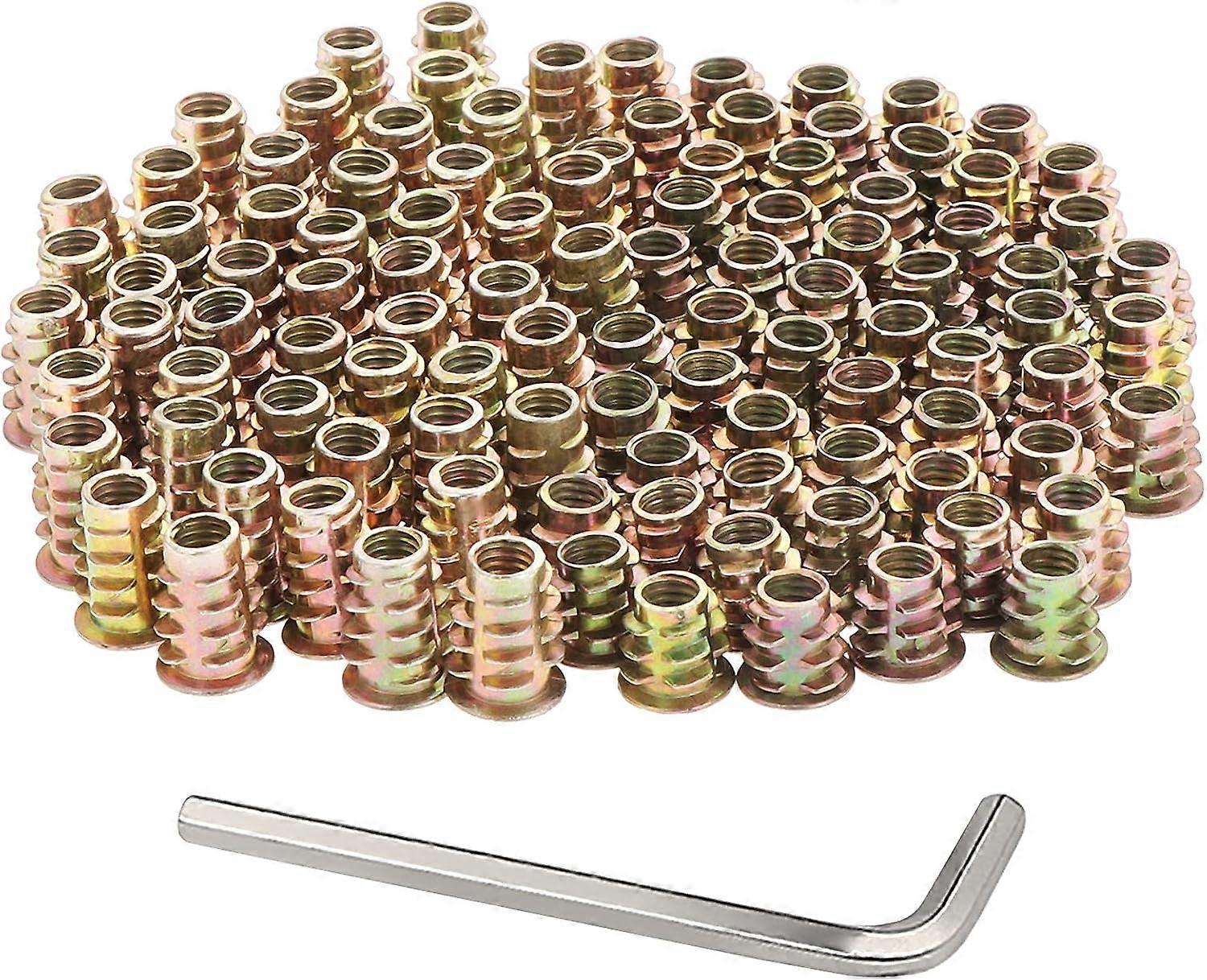 100 Pieces Zinc Alloy Hexagonal Threaded Nut, Wood Threaded Nuts for Furniture, Threaded Insert Nuts, Hexagonal Threaded Insert Nuts (M6*10mm,