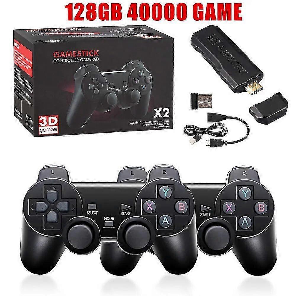 Video Game Stick 4K GD10 Console 2.4G Double Wireless Controller 40000 Games 128GB Retro Games for TV Boy Christmas Gift