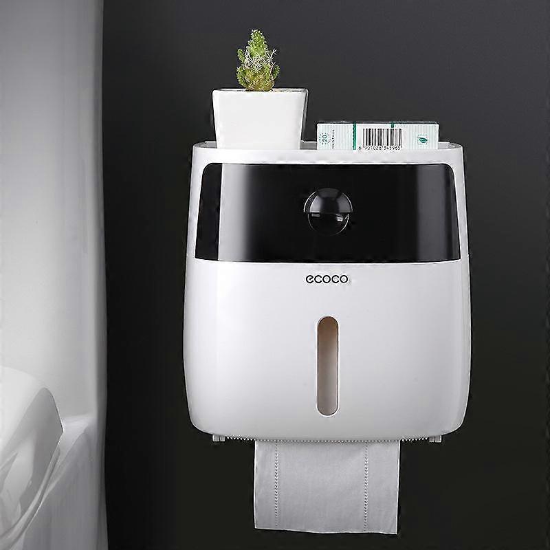 Wall-mounted Press-open Waterproof Double-deck Paper Towel Boxes Rolled Paper Towel Boxes Toilet Belts, Drawers and Shelves