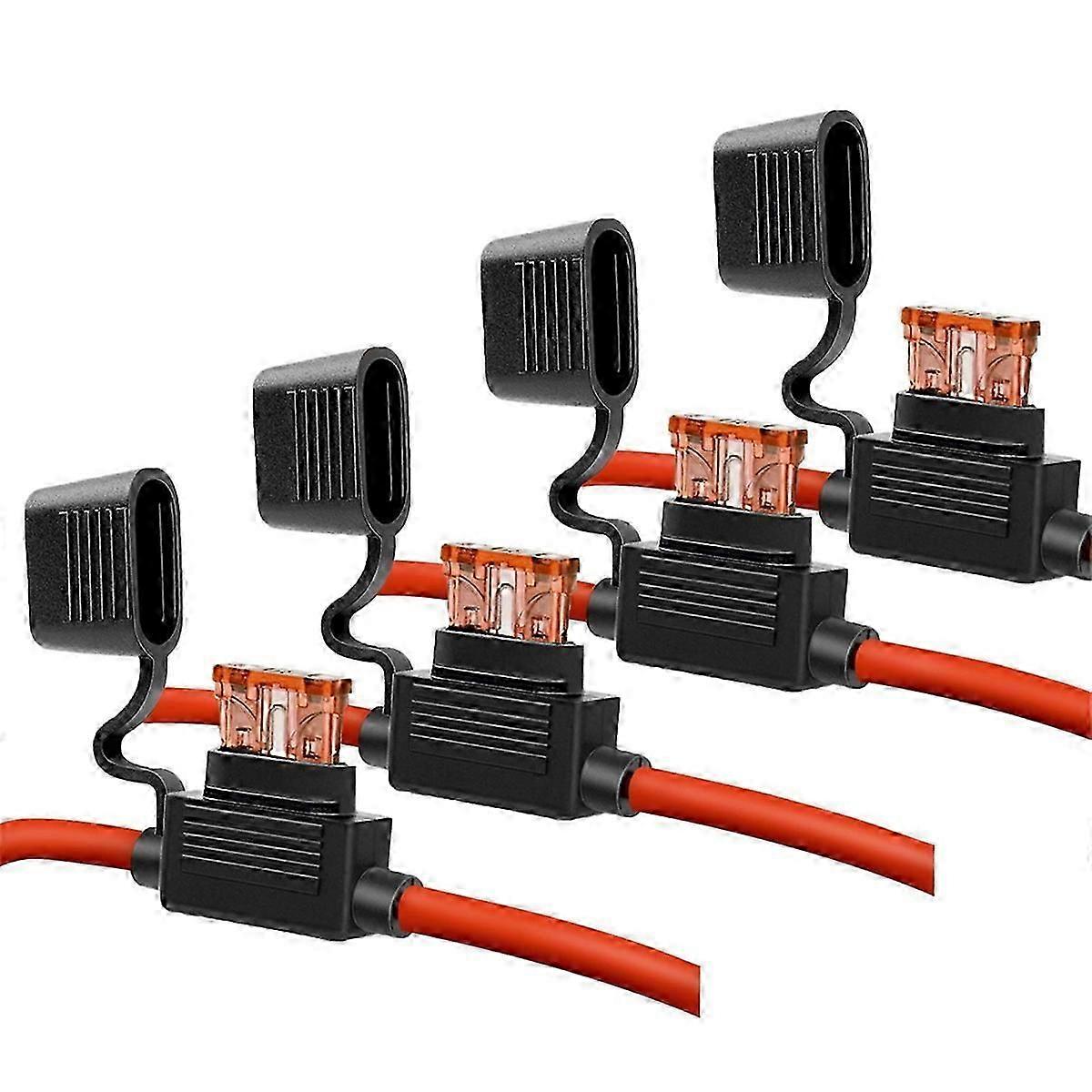 Exquisite 10 Gauge Fuse Holder - 10 AWG Inline Fuse Holder with 40 AMP ATC Blade Fuses (4pack) Automotive Retrofit Fuse Holder
