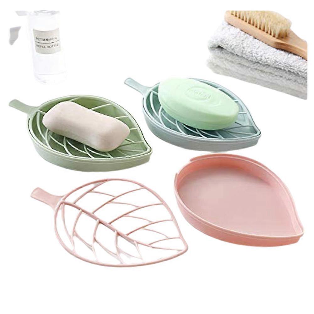 Leaf-Shaped Soap Dishes, Double Layer Design, Quick Drying, Kitchen Or Bathroom Usage