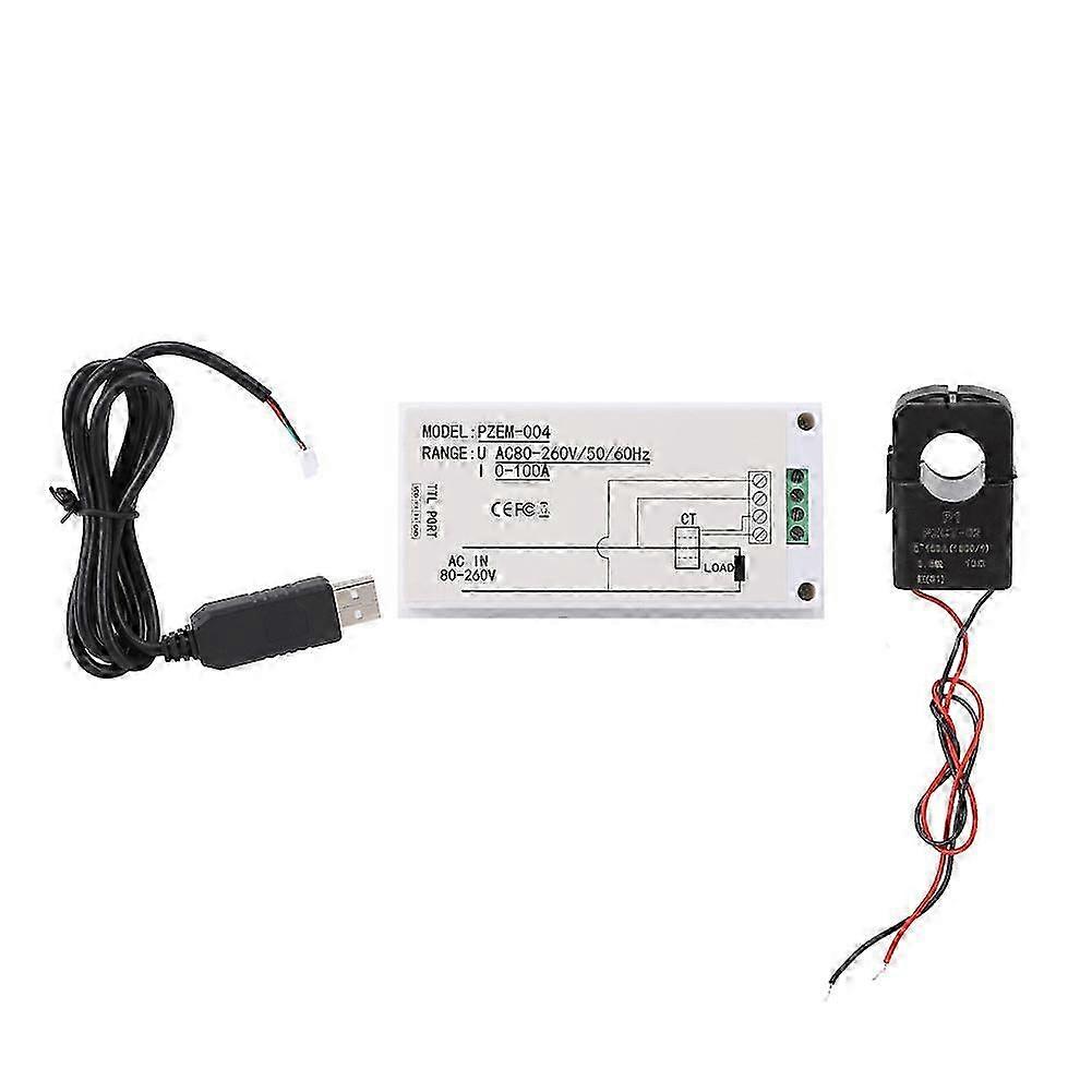 LED Digital Display Voltage Current Power Energy Meter Multifunction Tester(PZEM-004 (Tester Split Core Transformer USB Adapter) )