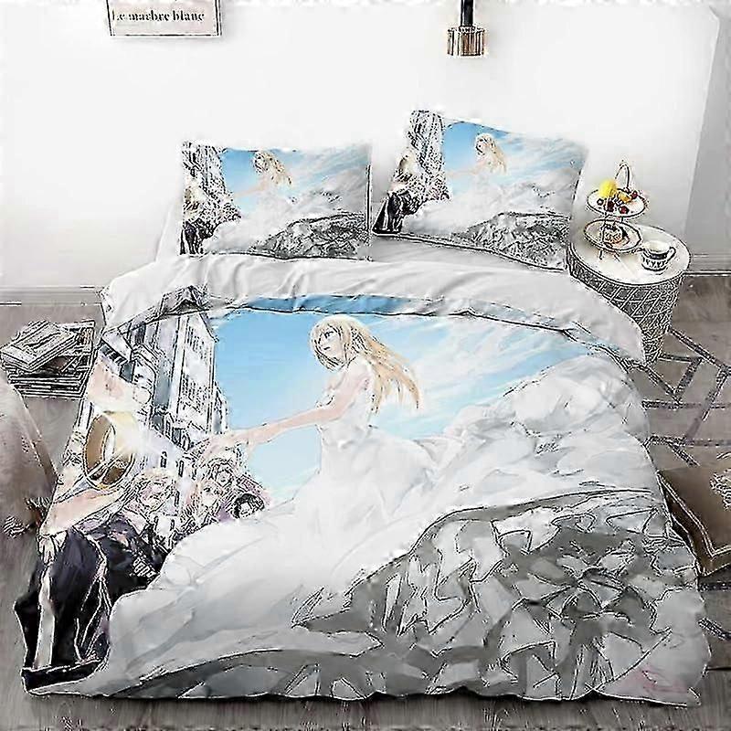 v801 Lençóis ATTK ON TITAN Conjunto de Cama - Confortável e LeveConjunto de Cama de Desenho Animado de 3 Peças (Disponível em Vários Tamanhos) (1 Capa de Edredom e 2