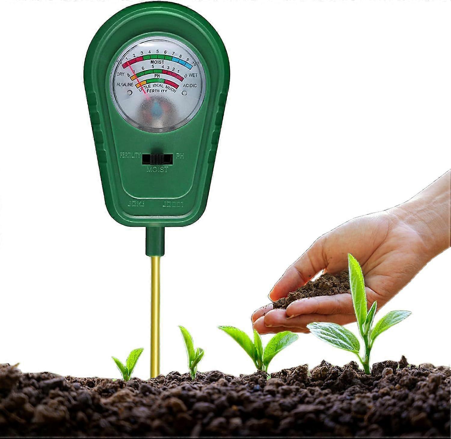 Soil Meter 3-in-1, Soil PH Meter, Soil Tester for PH, Moisture and Fertility Soil Moisture Meter for Garden, Farm, Lawn, No Batteries Required