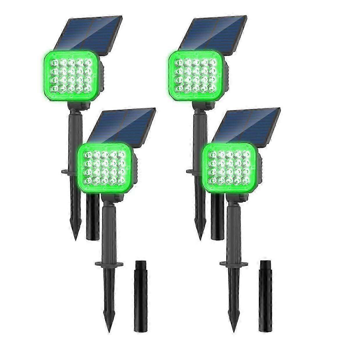 4PCS Luce solare a LED Luce da prato verde super brillante per il giardino Faretto solare a luminosità regolabile js