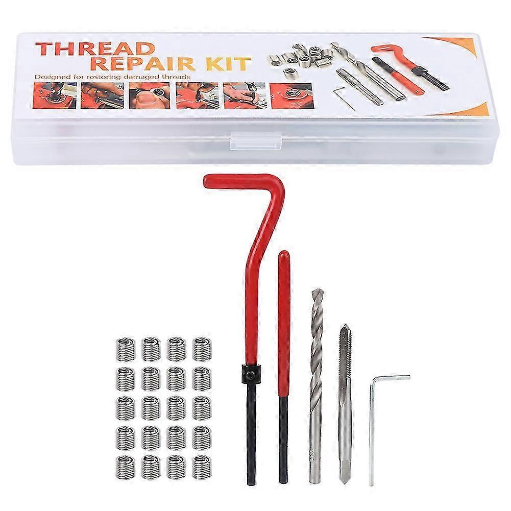 25Pcs M5 εξάρτηση ενθέτων επισκευής νημάτων με το διαφανές πλαστικό κιβώτιο για τα μηχανήματα επεξεργασίας