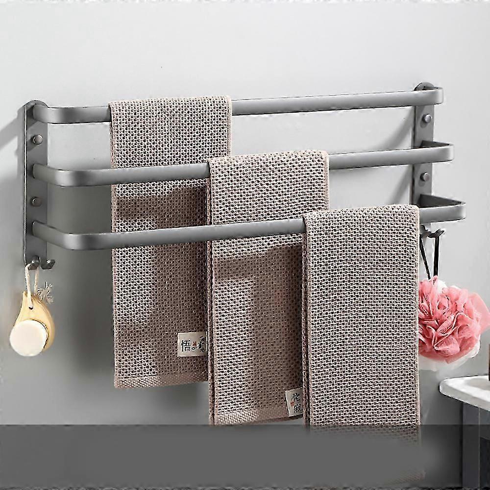 Aluminum Wall Mounted Towel Rack, 3 Tier Towel Shelf with Hooks