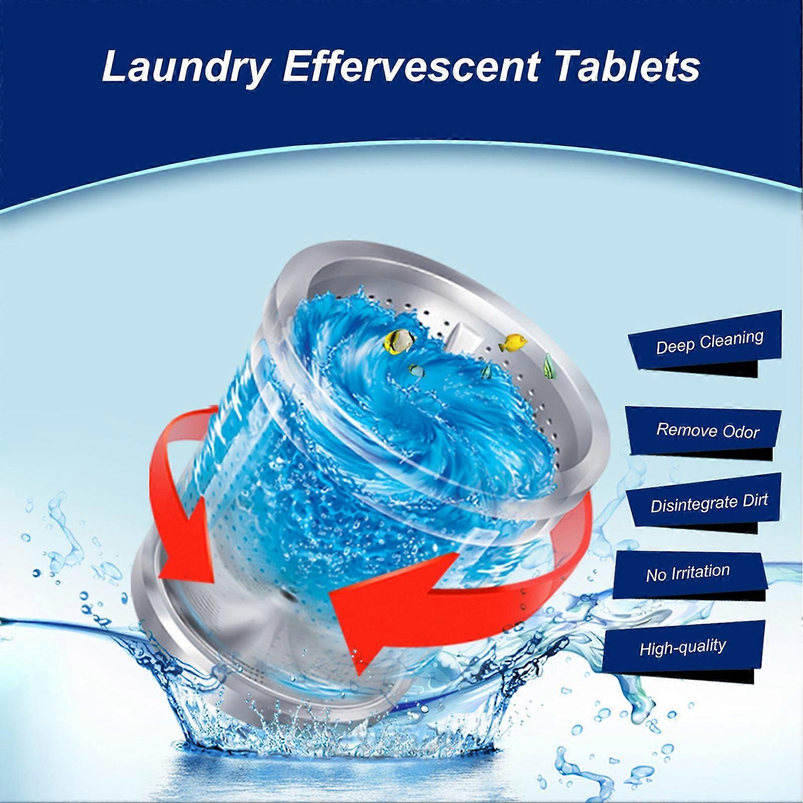 20PCS Laundry Effervescent Tablets Washing Machine Effervescent Tablets Cleaner Laundry Deep Cleaning Remove Odor Decontamination Tablets