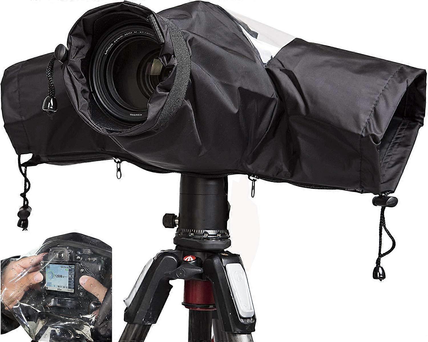 Camera Rain Cover for DSLR Cameras, Professional Black Soft Material, Waterproof Protection, Adjustable Size