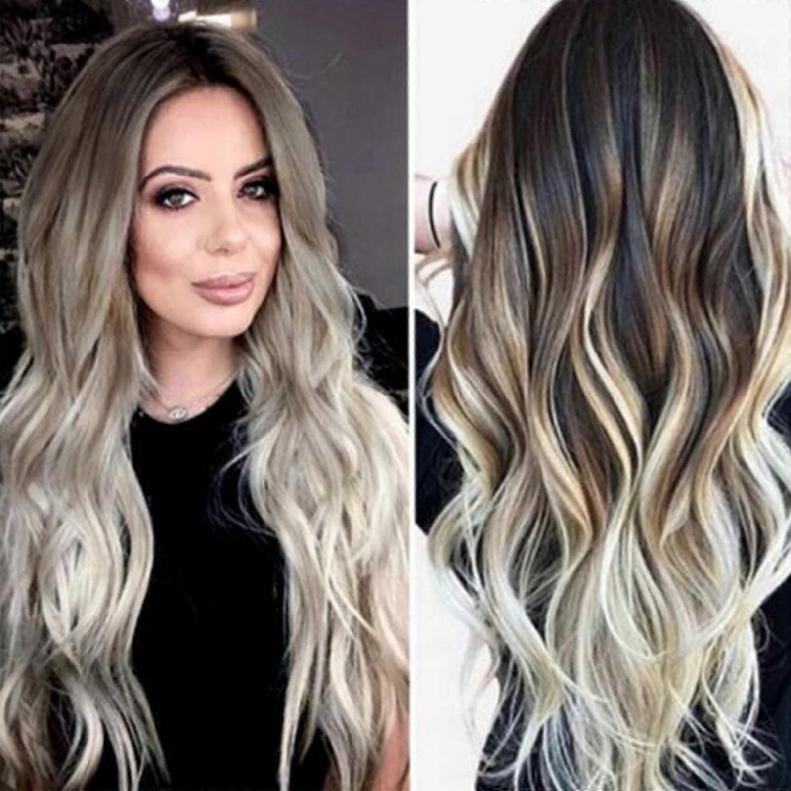 Women's Brown Mixed Color Gradient Medium Length Curly Wig