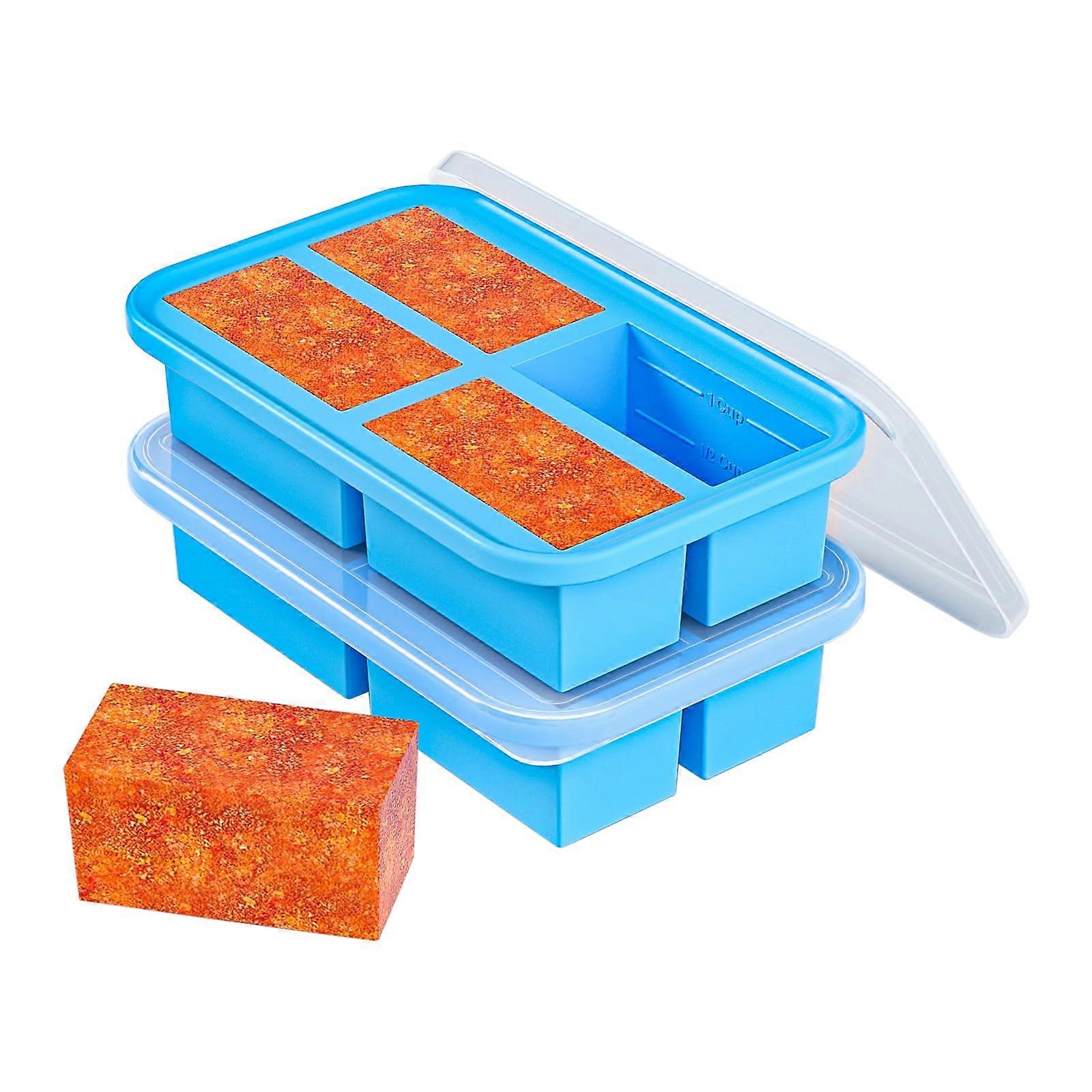 2 PCS Large Freezer Trays for Freezing and Soups Storing Broths Sauces and Leftovers Large Size