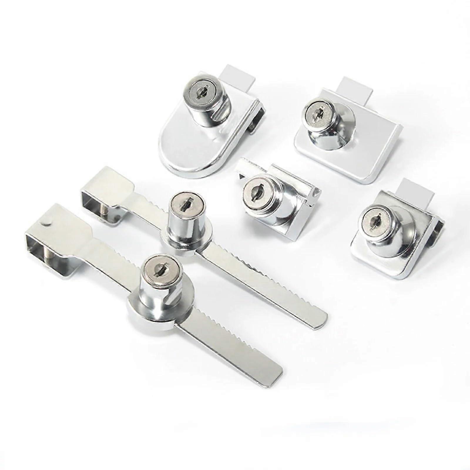 Metal Single Glass Door Lock Zinc Alloy Sliding Door Lock with Key for Showcase Cabinet Model E 1Pc