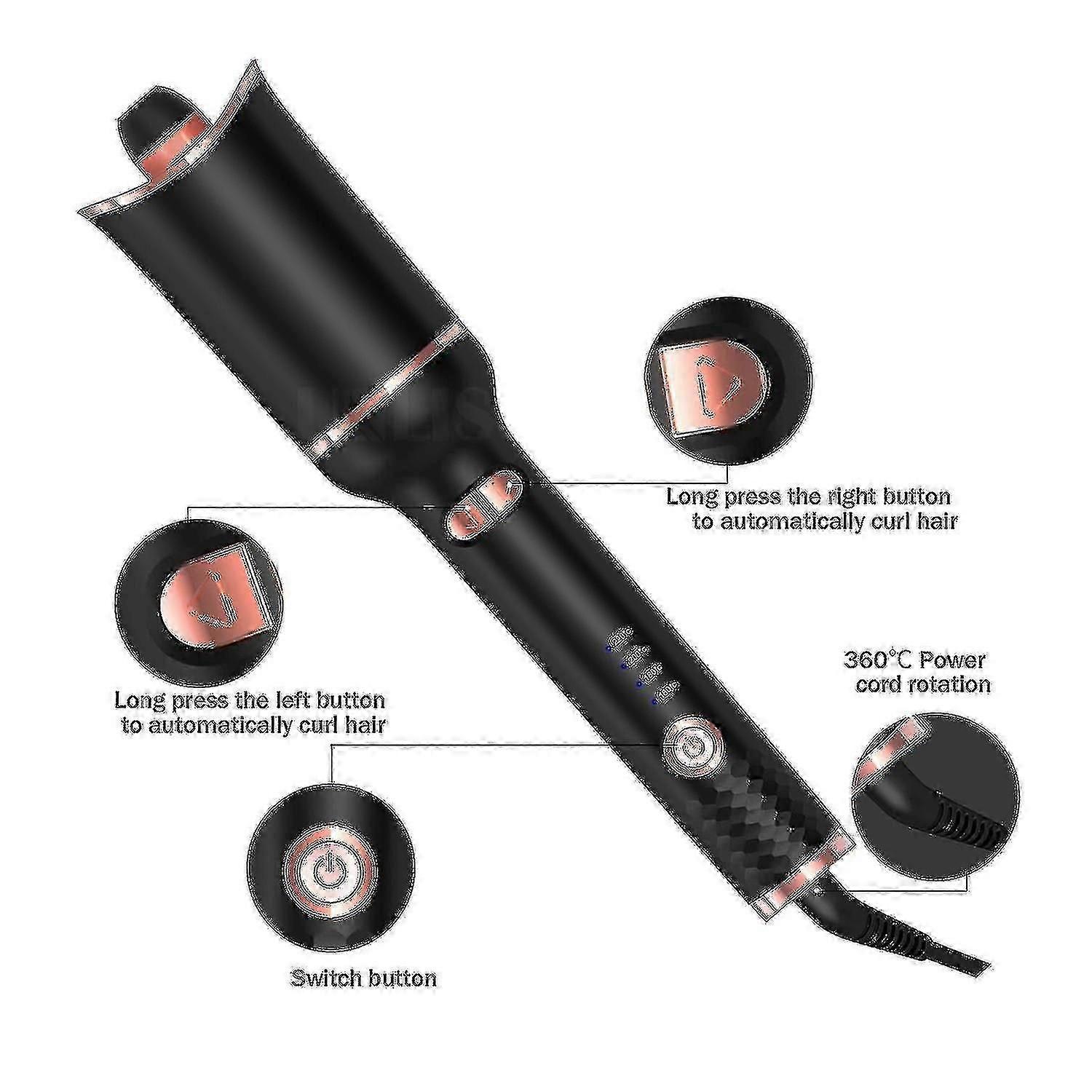 Automatic Hair Curler Rotating Ceramic Heating Magic Portable Hair Curling Wand|curling Irons(black)