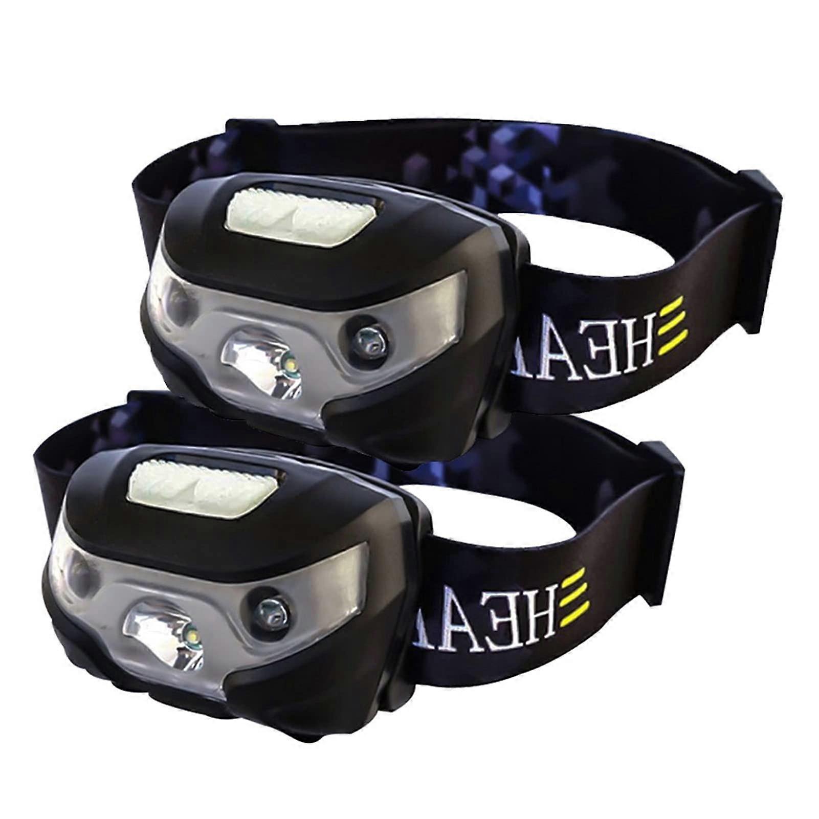 Headlamp USB Rechargeable 2-Pack, Motion Sensor Hands-Free LED Headlight For Camping, Fishing, Running, Cycling