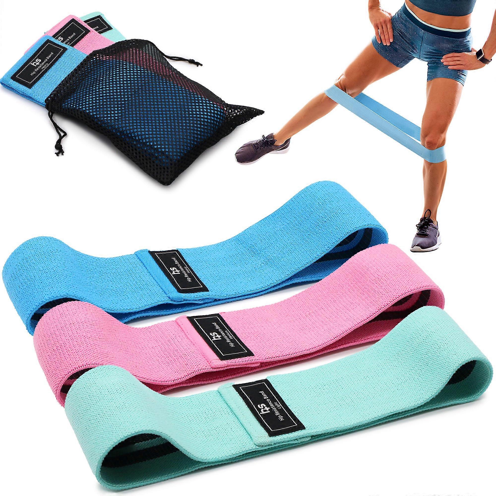 Healthsmart Fabric Resistance Bands, Targets Abs, Glutes, Quads, Calves, Hamstrings, 3 Bands