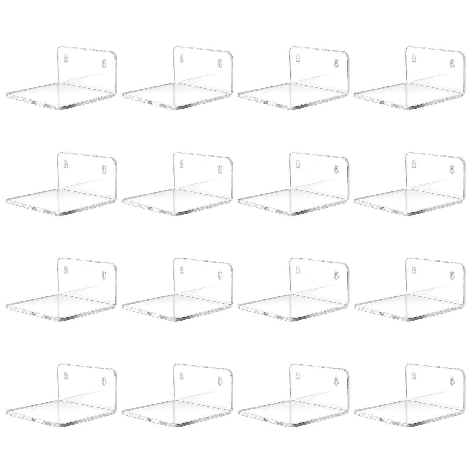 Acrylic small shelf, mini -floating wall shelf, wall -mounted storage shelf, Pop figures, plant, Clear (16 packages)