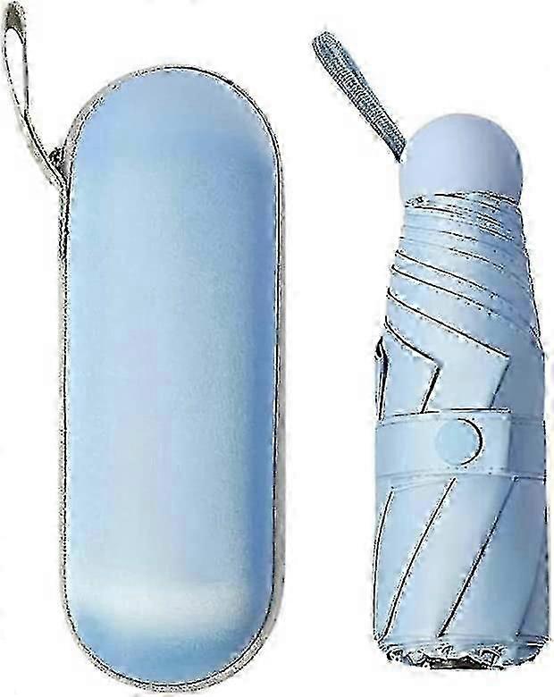Mini Travel Umbrella With 8 Ribs Small Portable Sunshade Uv Windproof-blue Edition a