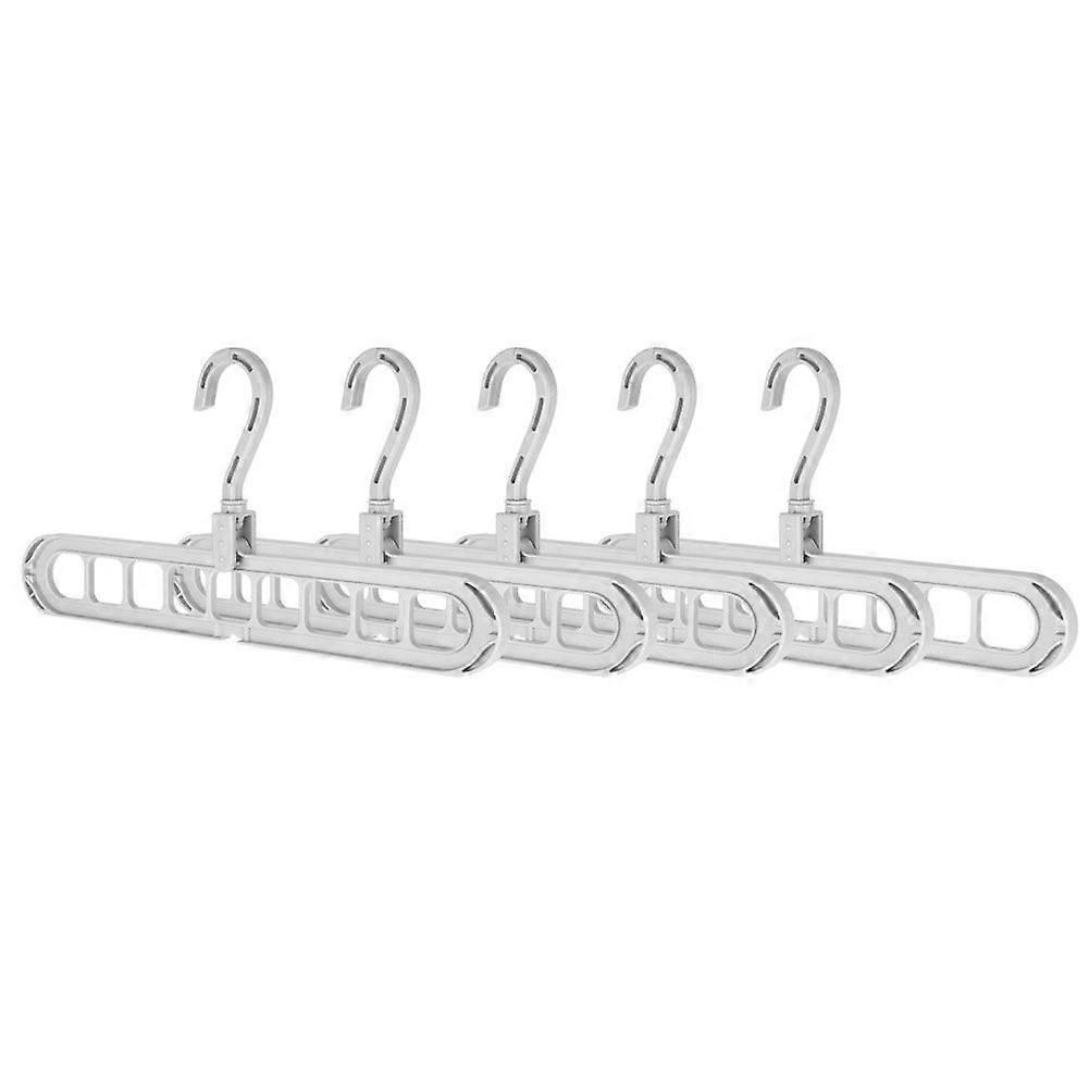 5pcs Portable MultiFunctional Folding Clothes Hangers 9 Hole Space Saving Hanger (Gray )