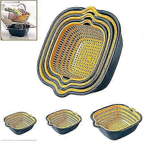 6pcs Collapsible Plastic Kitchen Sink Colander Double Layer