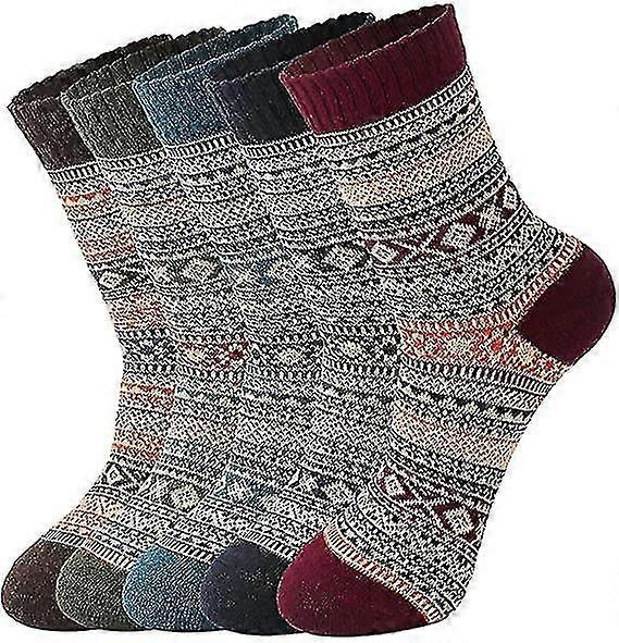 5 Pack Womens Winter Warm Thick Knit Wool Socks
