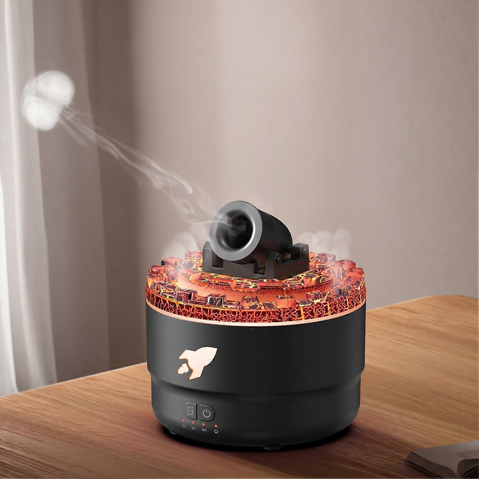 Aromatherapy Diffuser Humidifiers, Volcano Turret Creative Smoke Rings Humidifiers with LED Light
