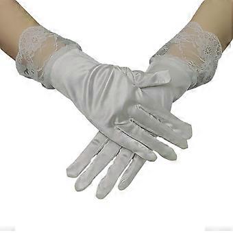 1paire de gants en satins polyvalents Mitaines en satins confortables Gants doux au toucher pour la mariée et les femmes Blanc