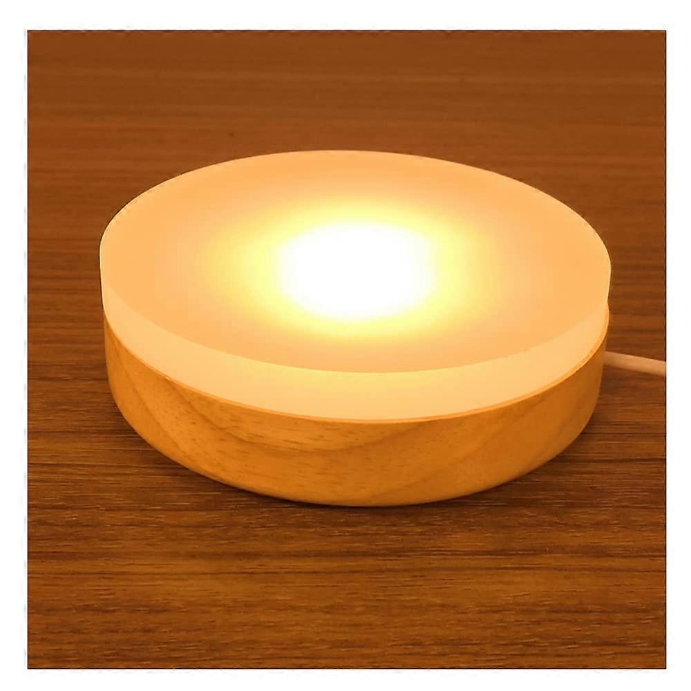 3 Colors Adjustable Light Display Base Stand for Crystal Glass Vase and Resin Art, Wooden LED Lighted Base 4.7 Inch