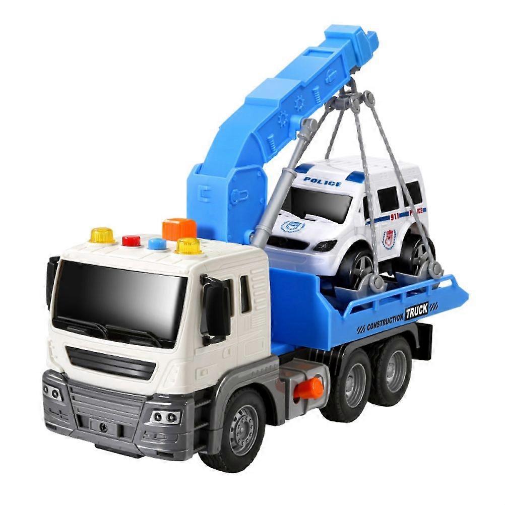 Crane Truck with Car Vehicle Large Friction Powered Carrier Car Toy with Lifting Function Light and Sound Gifts for Kid