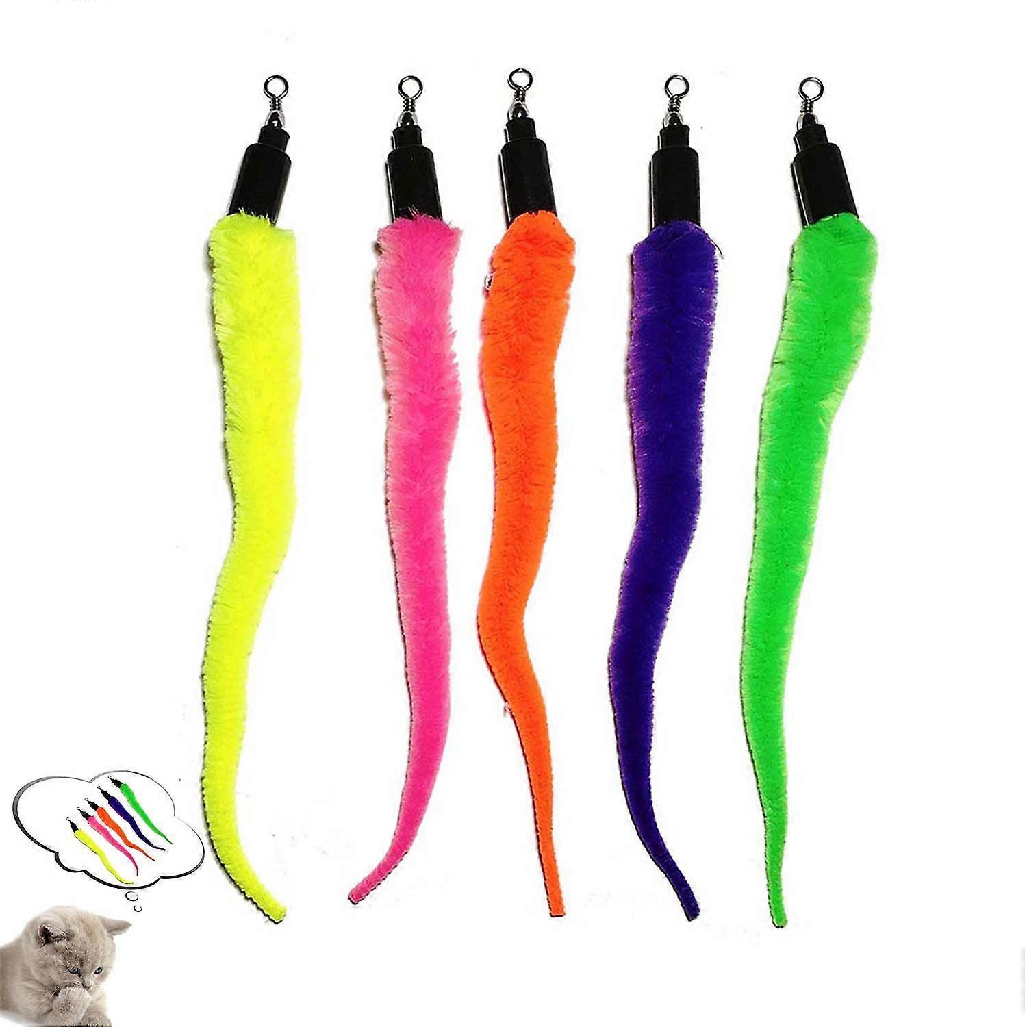5 Pack Replacement Worms for Wands Toy for Cat & Kitten