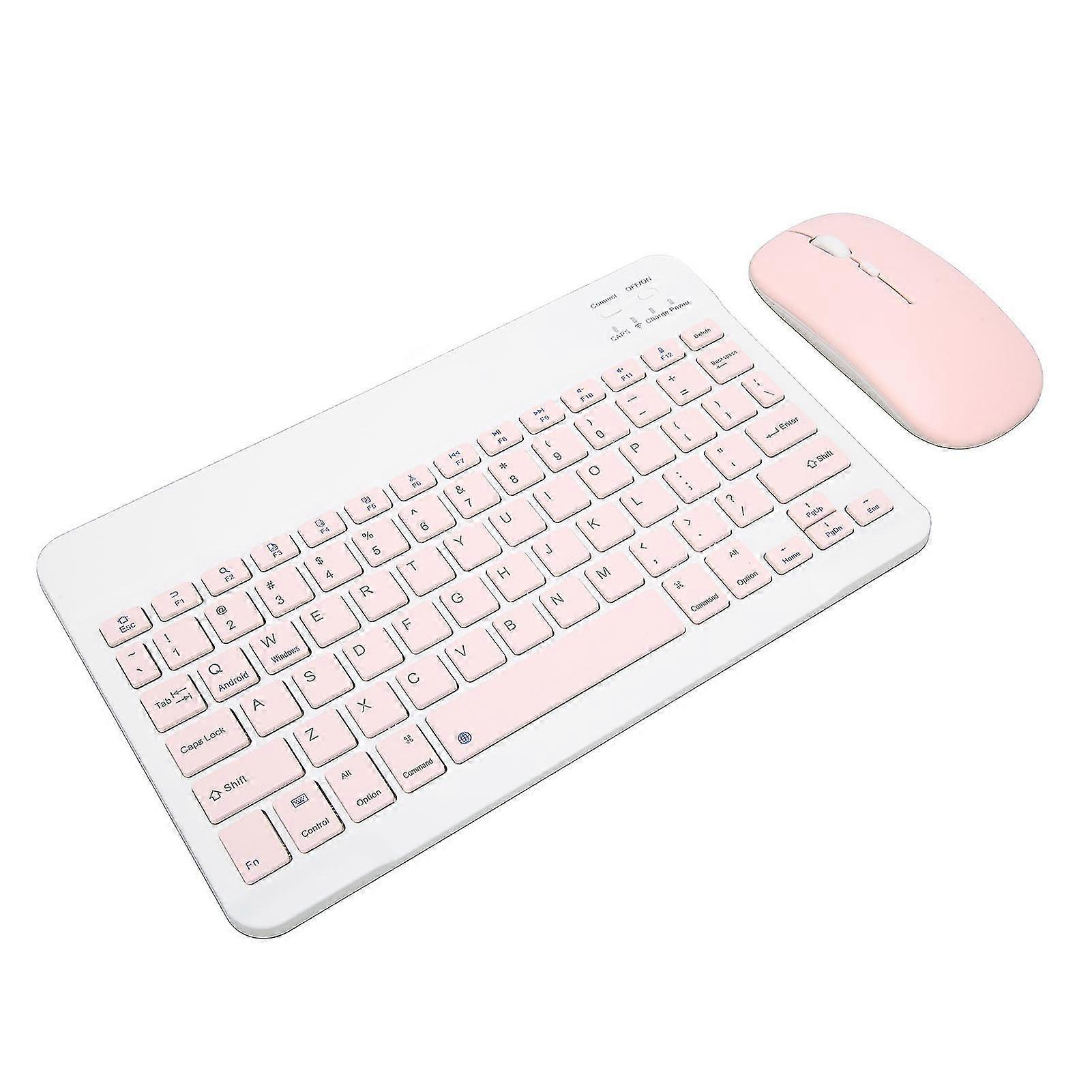 Wireless Keyboard Mouse Set 10in Computer Keyboards Mouse Combo for Phone Computer Pink Tablet Mobile