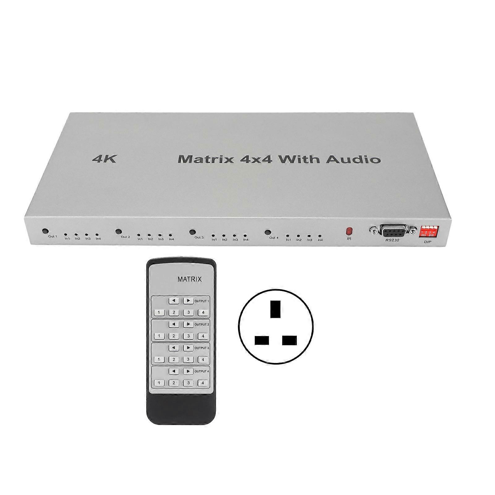 4x4 HD Switcher 4 في 4 خارج سبائك الألومنيوم 4K HD واجهة الوسائط المتعددة جهاز الربط مع EDID و IR