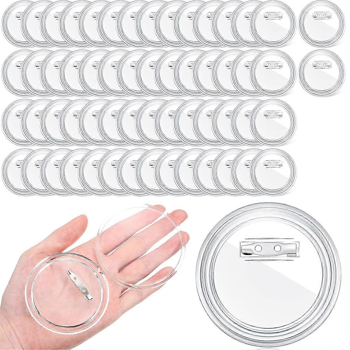 60 Pcs 3 Inch Clear Button Pins for Crafts