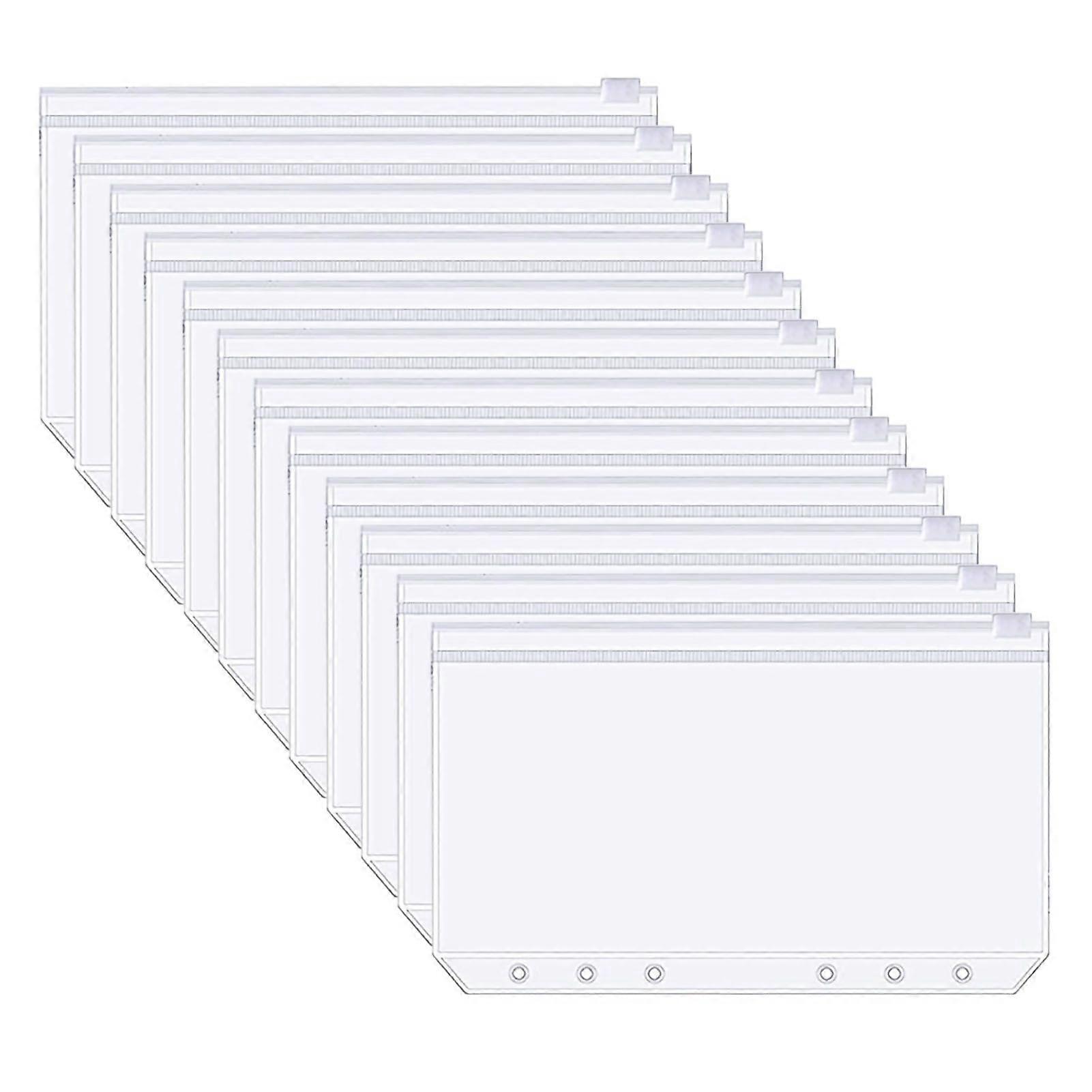 12片A6活页夹口袋透明PVC 6孔活页夹口袋拉链文件夹塑料钱预算信封