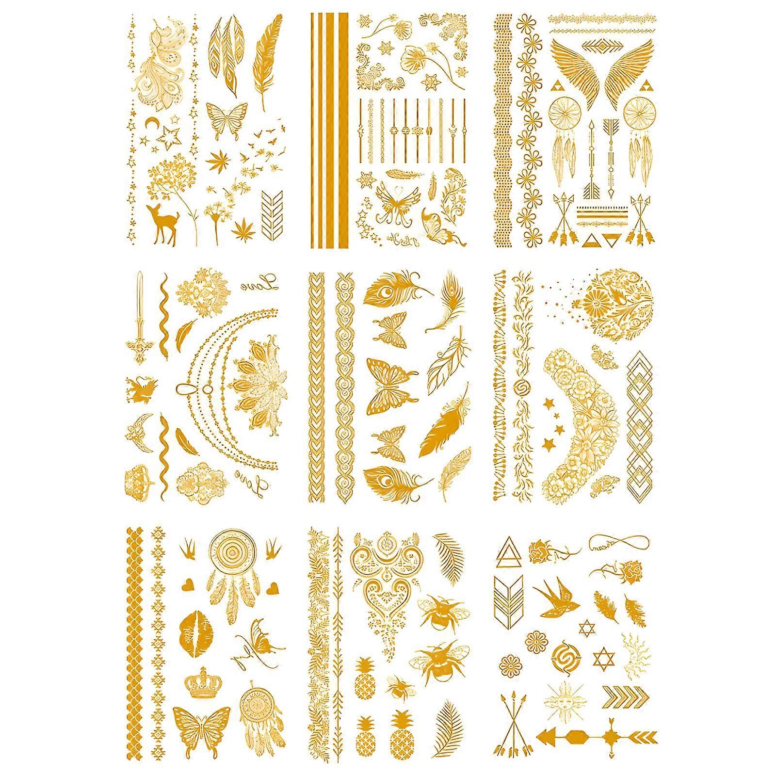 Temporary Metallic Flash Tattoos Waterproof Skin Adhesive Tattoos