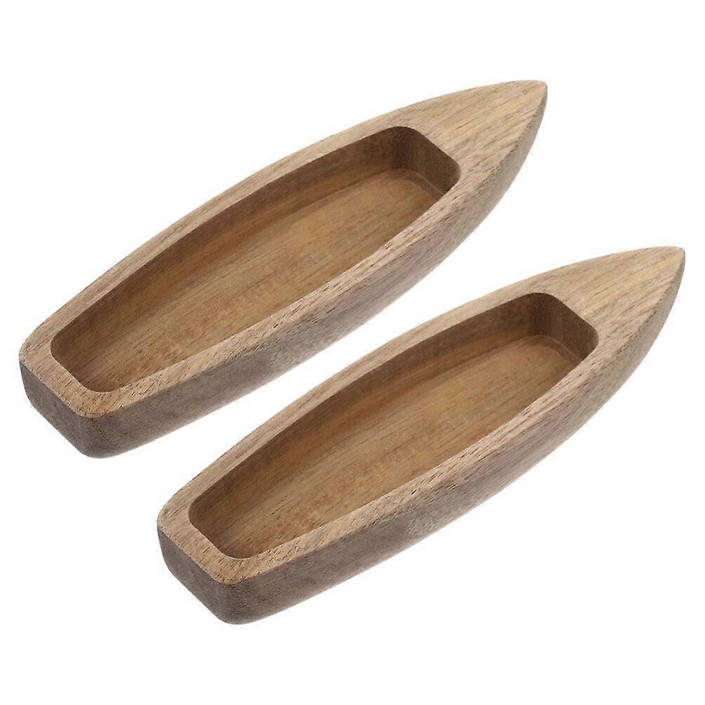 Wooden Boat Model 2pcs Mini Rowboat Unfinished Paintable Canoe Nautical Tabletop Decoration for DIY Craft