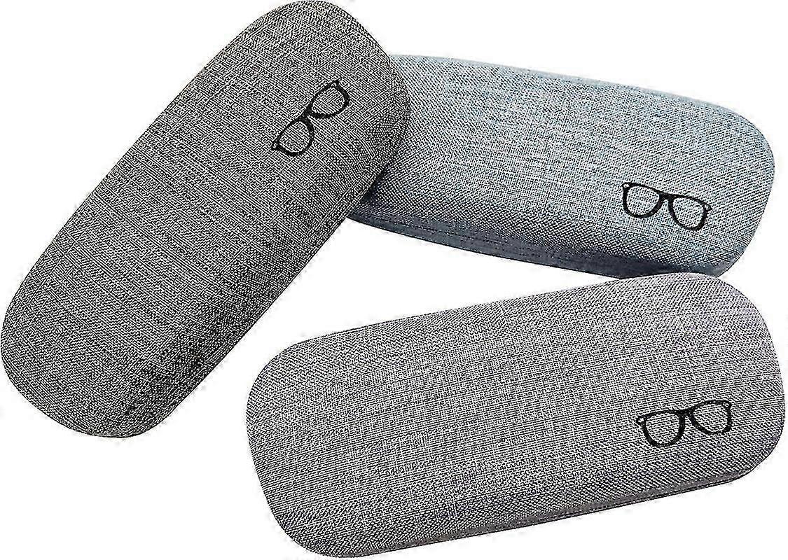2025 3pack Hard Shell Eyeglasses Case Protector Linen Fabrics Large Glasses Case Concise g20242944903