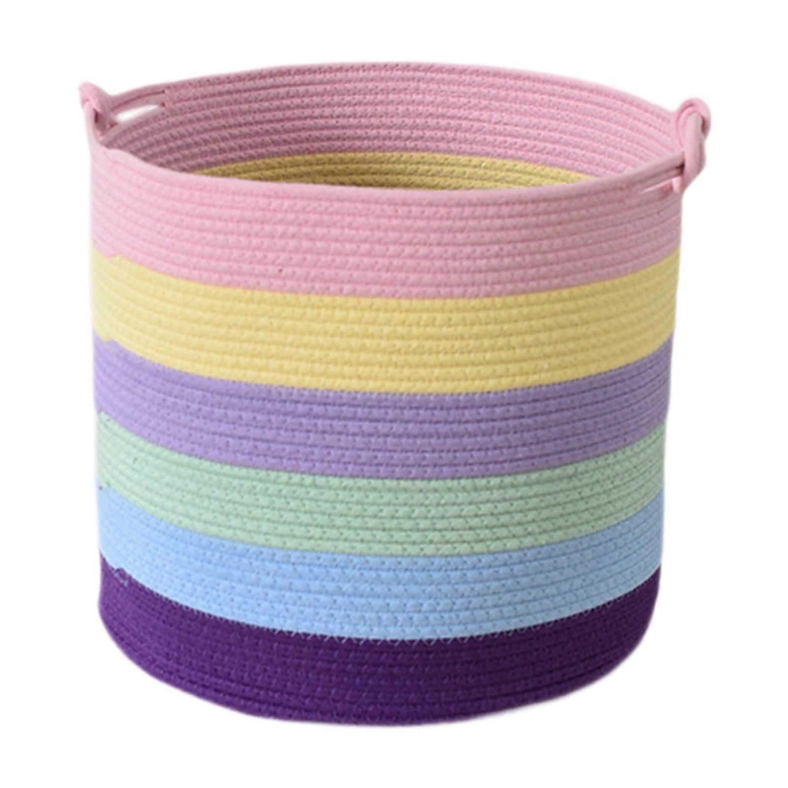 Woven Cotton Rope Laundry Storage Basket Blanket Basket with Handle Multipurpose