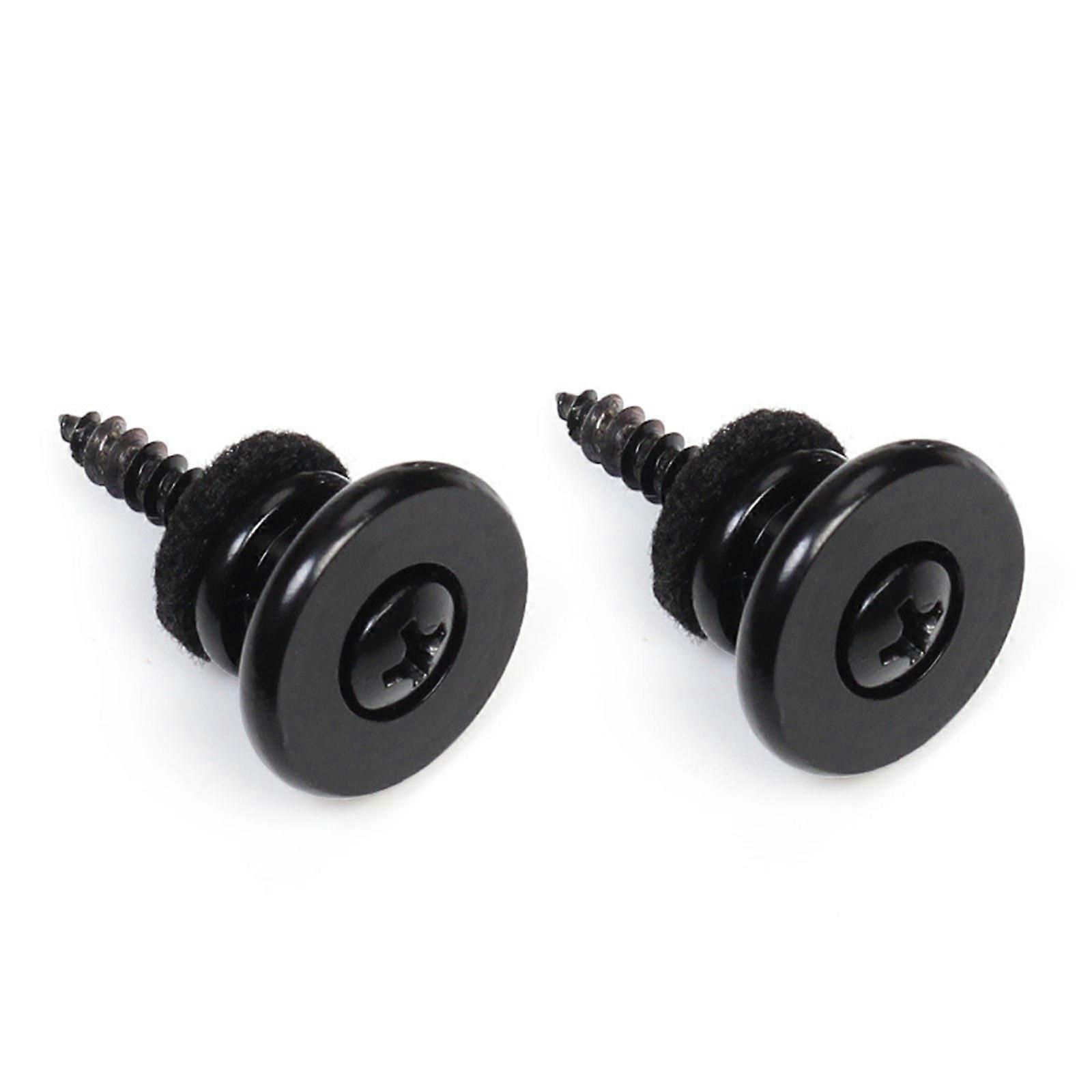 Set of 2 Guitar Strap Locks Antislip Buttons Metal Strap Lock Buttons Guitar Strap Buttons for Electric Guitar and Bass Black