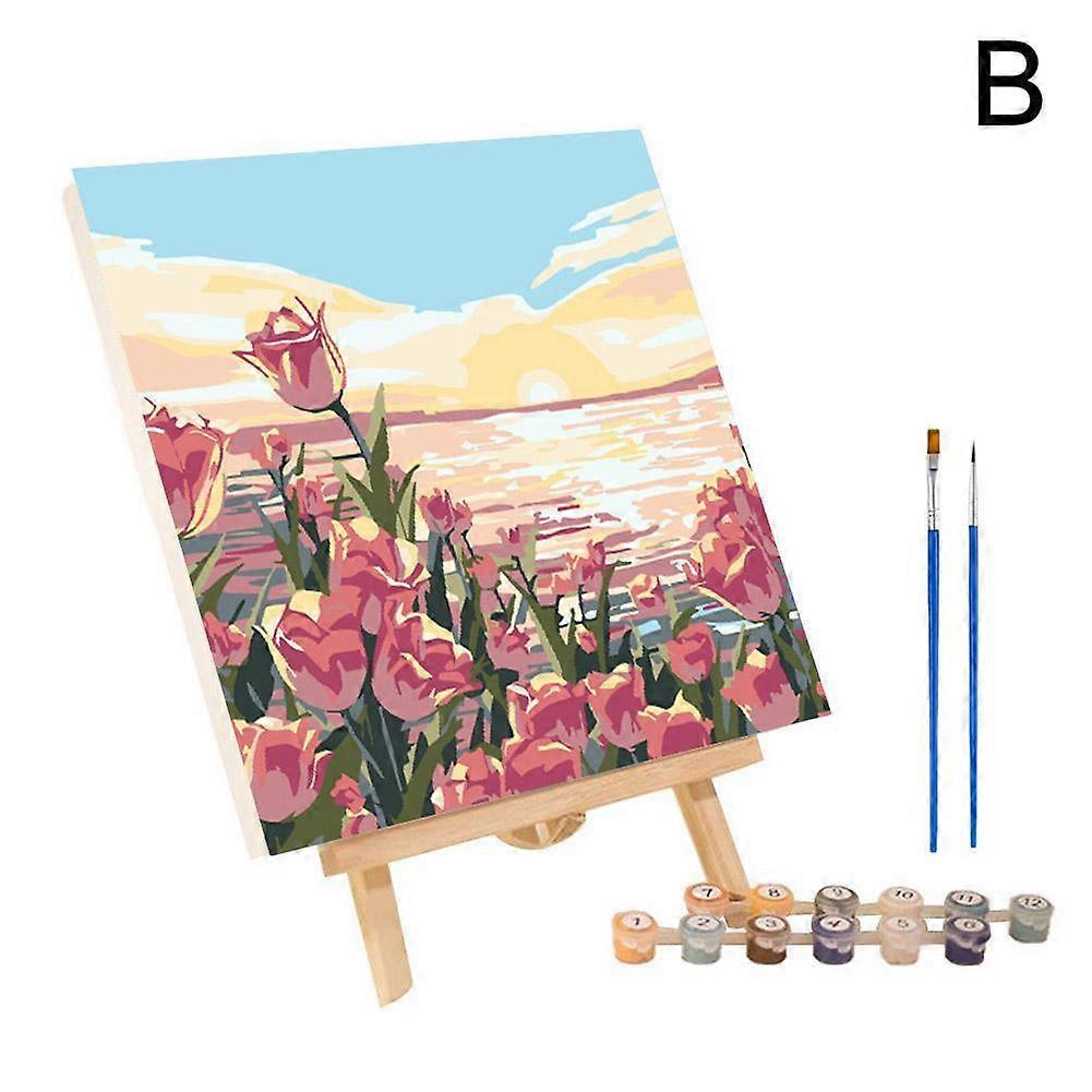 DIY Digital Oil Paint 20x20cm Canvas Painting By Number With Frame Gift